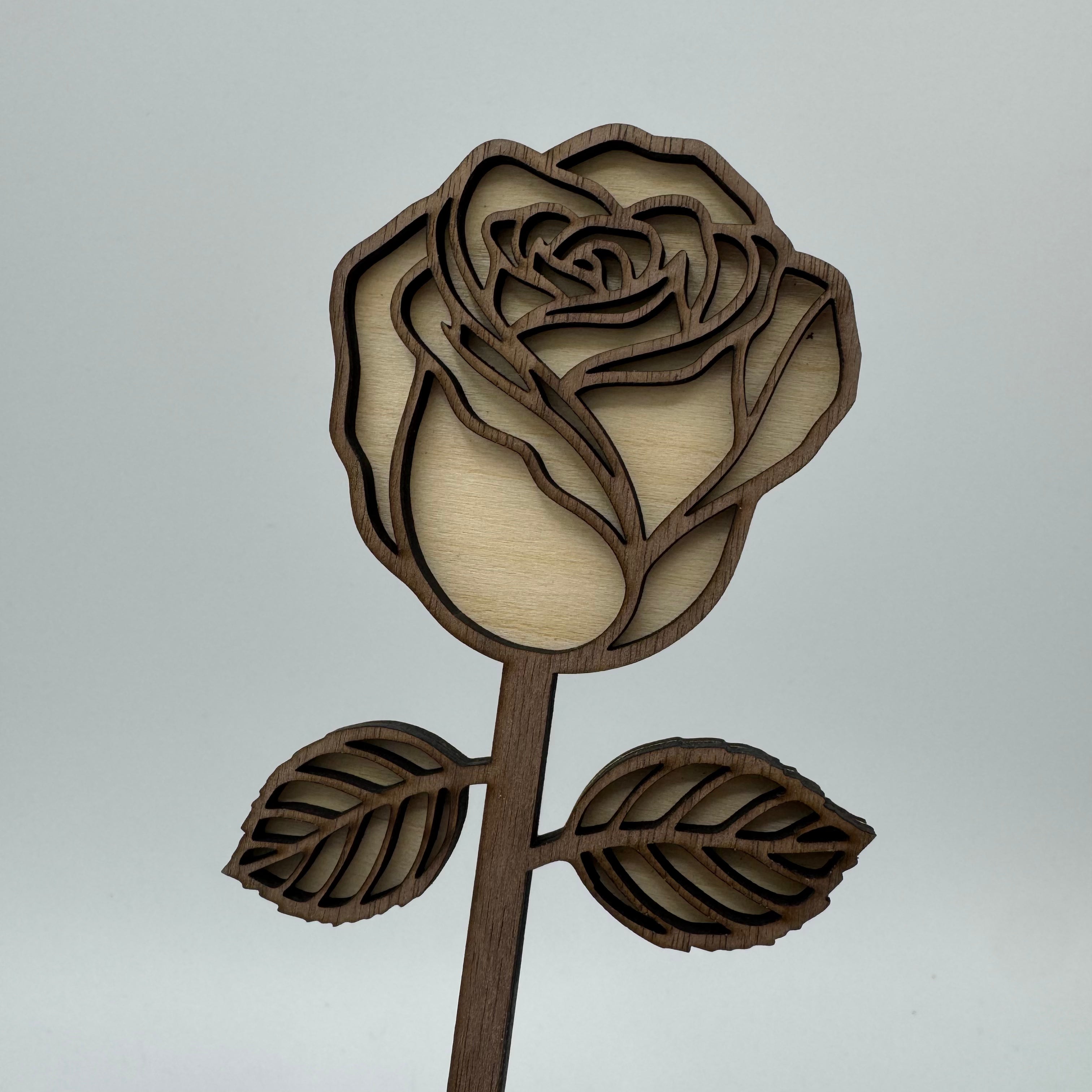 Houten Roos in vaas